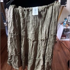 Boho Olive Green Maxi Skirt